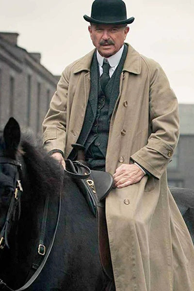 Mens Beige Vintage Style Trenchcoat Overcoat + Suit + Hat – Classic Long Trench Coat Inspired by Peaky Blinders Formal 1920s Package - Coat Size 38