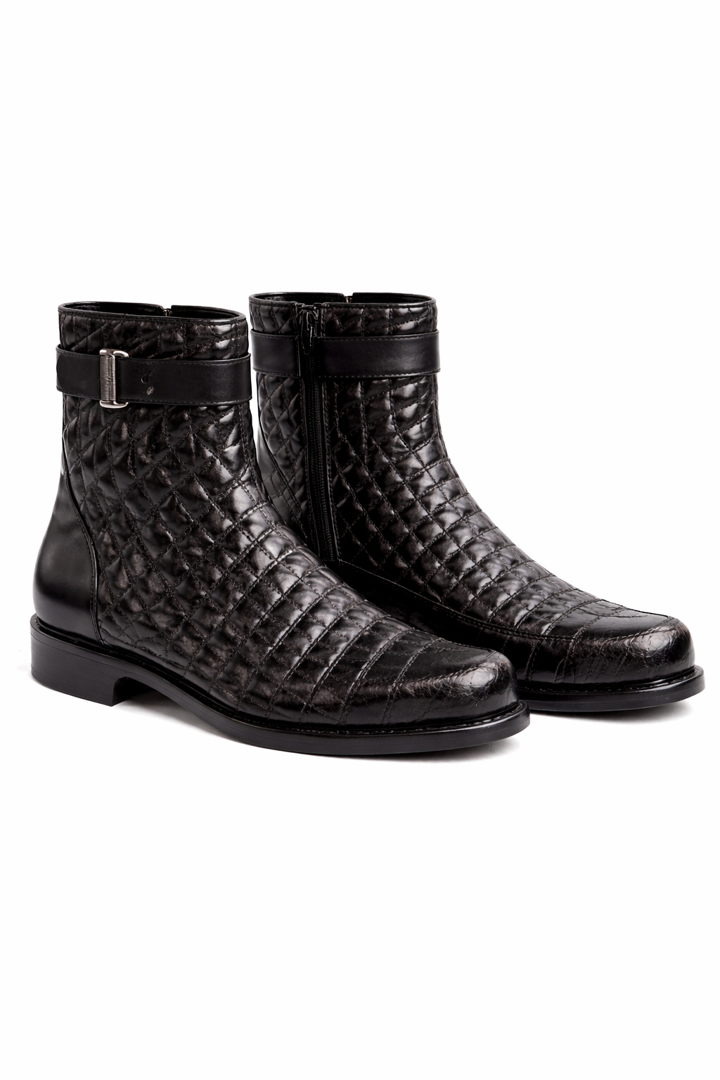 Mens Belvedere Libero Quilted Caiman Dress Boot in Brown-New Designer Collection