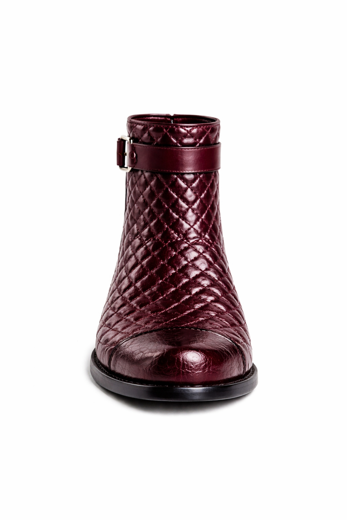 Mens Belvedere Libero Quilted Caiman Dress Boot in Brown-New Designer Collection