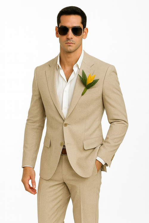 Mens Big and Tall Linen Suits - Natural Summer Fabric Suit - New Arrival