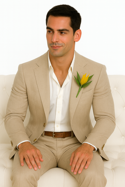 Mens Big and Tall Linen Suits - Natural Summer Fabric Suit - New Arrival