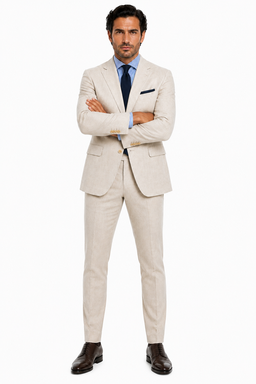 Mens Big and Tall Linen Suits - Silver Summer Fabric Suit