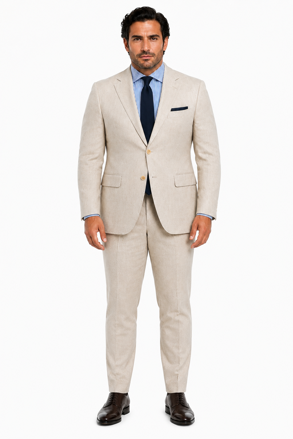 Mens Big and Tall Linen Suits - Silver Summer Fabric Suit
