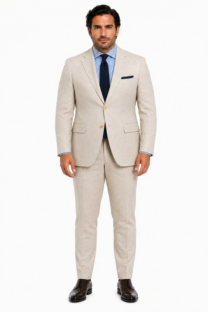 Mens Big and Tall Linen Suits - Silver Summer Fabric Suit