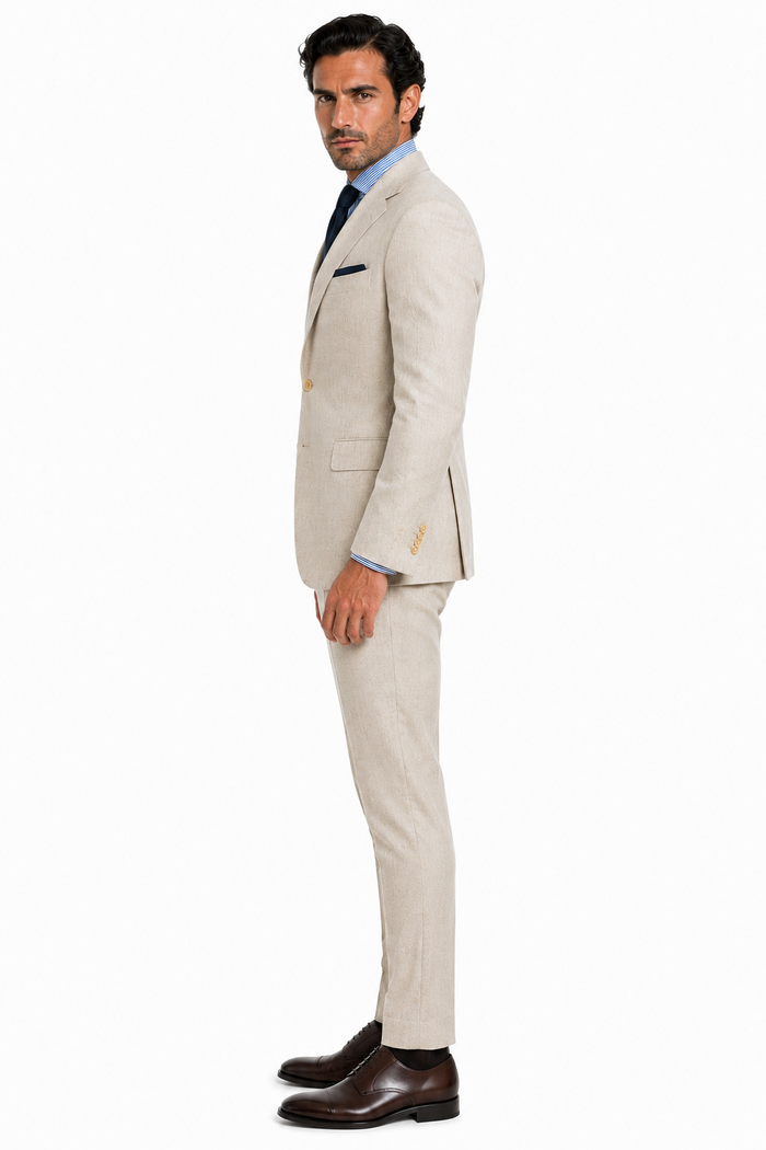 Mens Big and Tall Linen Suits - Silver Summer Fabric Suit