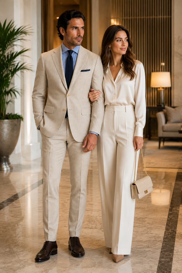 Mens Big and Tall Linen Suits - Silver Summer Fabric Suit