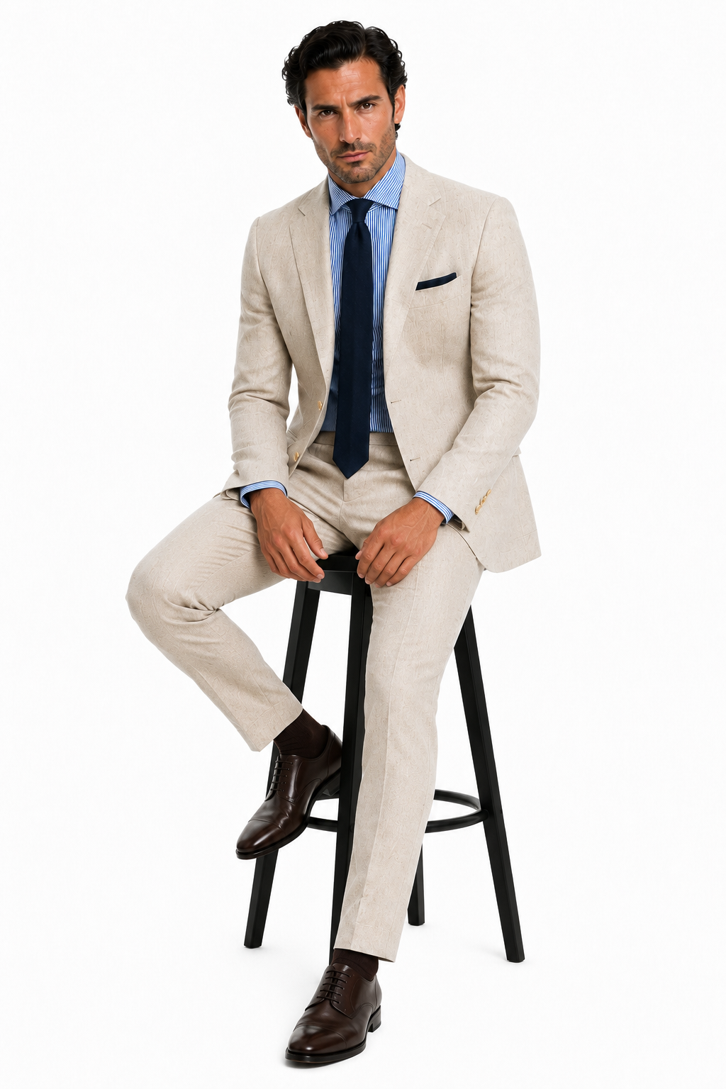 Mens Big and Tall Linen Suits - Silver Summer Fabric Suit