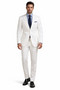 Mens Big and Tall Linen Suits - White 2 Button Tapered  Summer Fabric Suit