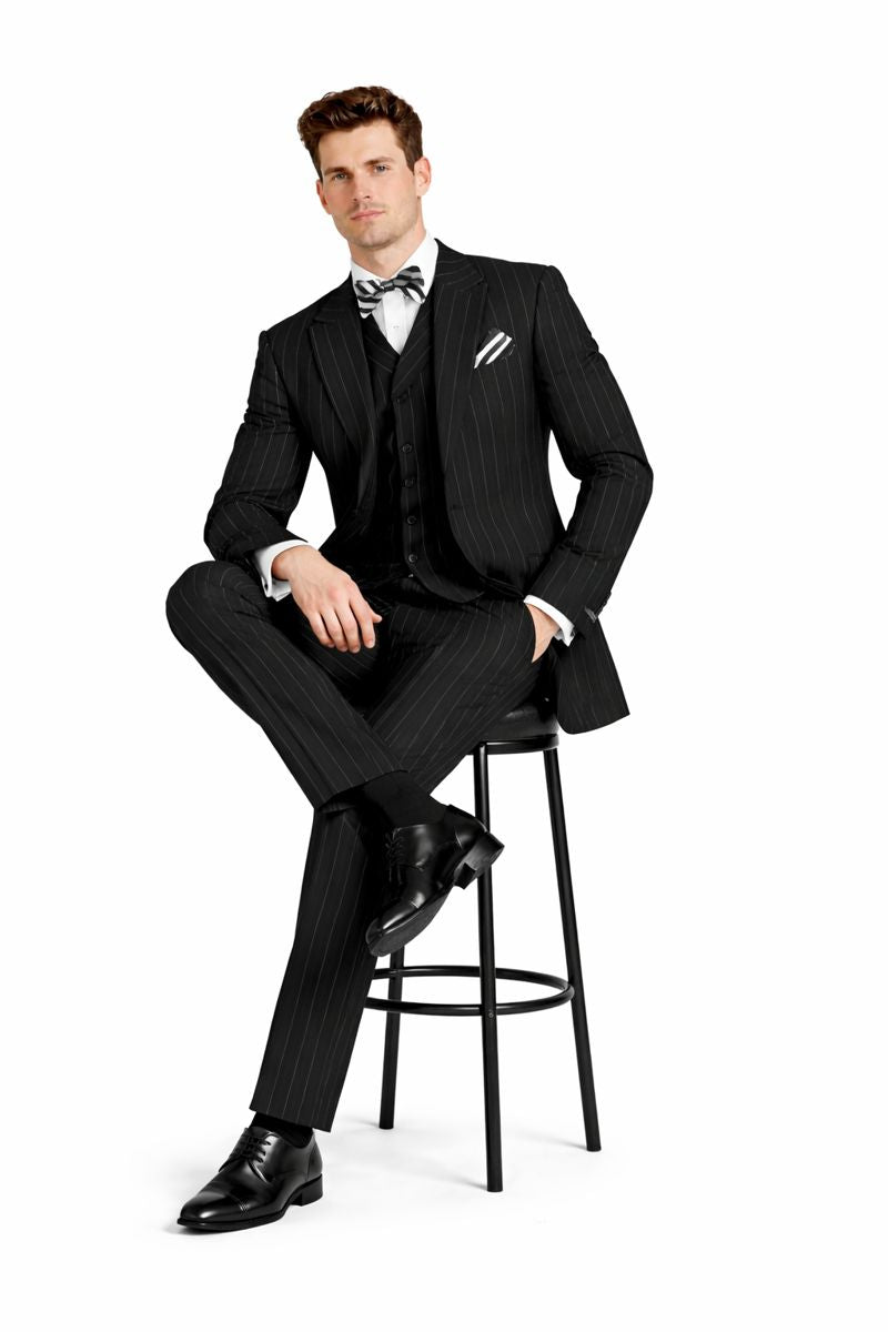 Mens Big and Tall Suits - Plus Size Black Suit For Men - Classic fit 1 Button With Vest-New Designer Collection - 52 Long
