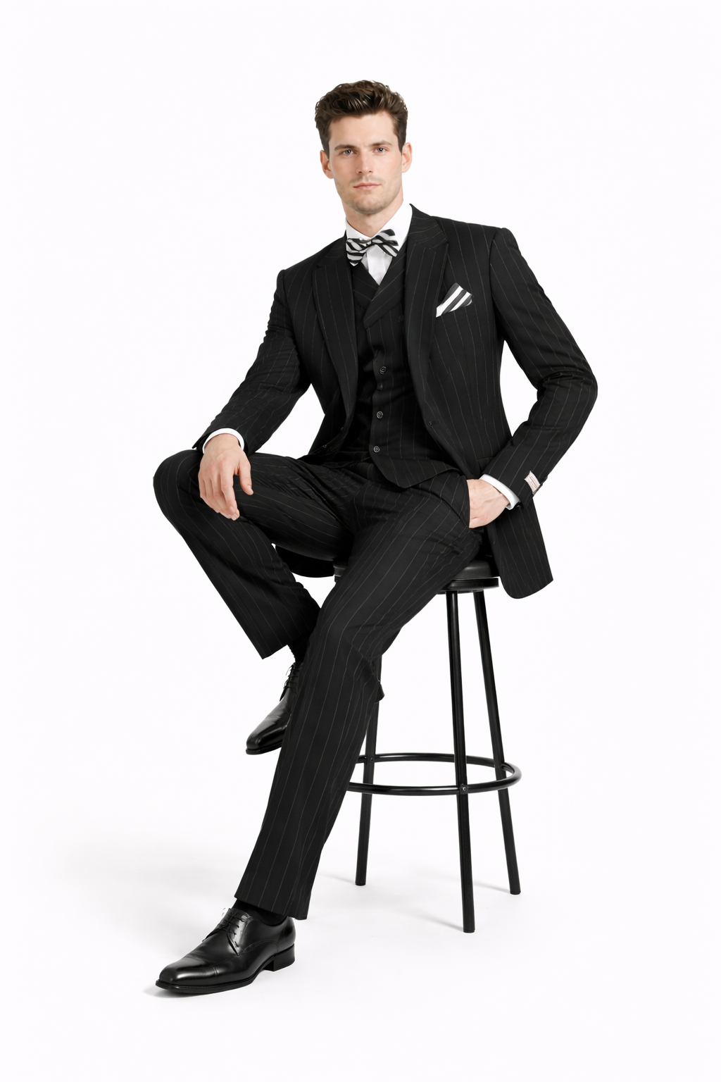 Mens Big and Tall Suits - Plus Size Black Suit For Men - Classic fit 1 Button With Vest-New Designer Collection - 52 Long