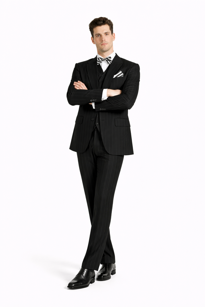 Mens Big and Tall Suits - Plus Size Black Suit For Men - Classic fit 1 Button With Vest-New Designer Collection