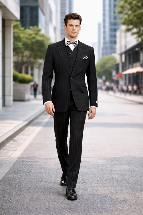 Mens Big and Tall Suits - Plus Size Black Suit For Men - Classic fit 1 Button With Vest-New Designer Collection