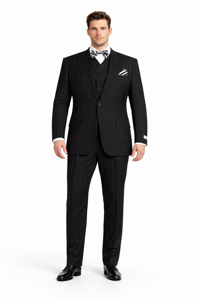 Mens Big and Tall Suits - Plus Size Black Suit For Men - Classic fit 1 Button With Vest-New Designer Collection