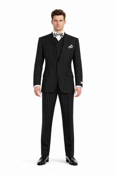 Mens Big and Tall Suits - Plus Size Black Suit For Men - Classic fit 1 Button With Vest-New Designer Collection