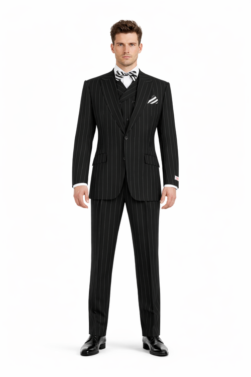 Mens Big and Tall Suits - Plus Size Black Suit For Men - Classic fit 1 Button With Vest-New Designer Collection