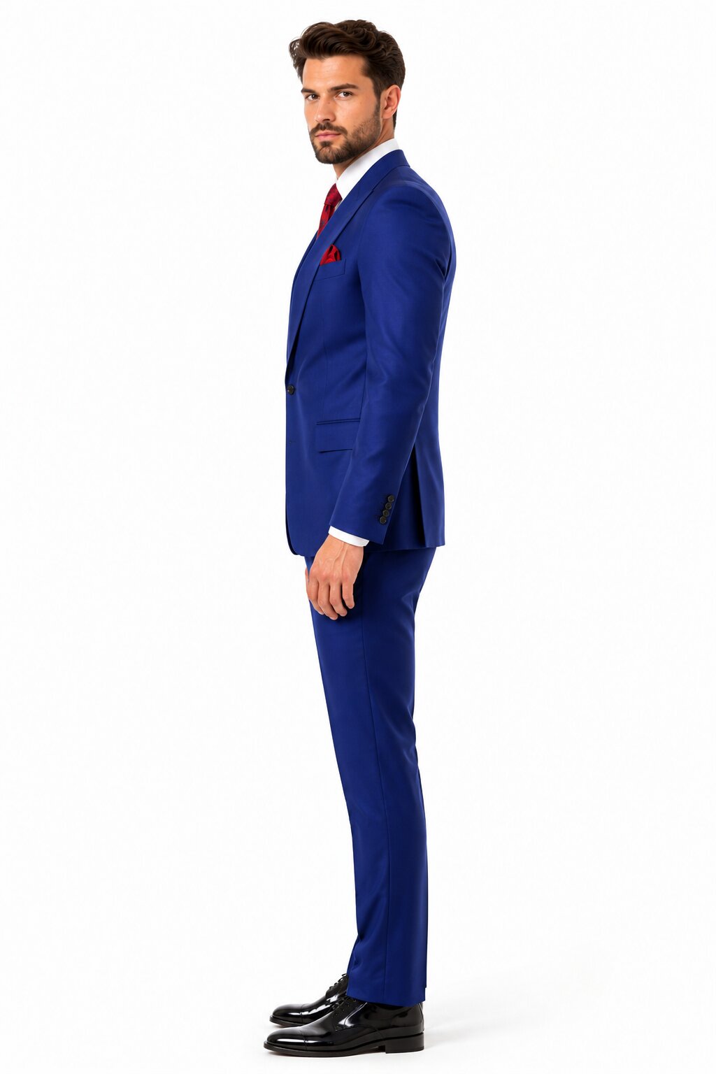 Big Lapel - Wide Lapel - Tom Ford Style Suit - Ticket Pocket - Royal Blue - 38 Short Jacket+32 Waist Adjustable 28to34)(Height: 5â€™4â€to5â€™7â€)(Neck 15-16.5)S-M)