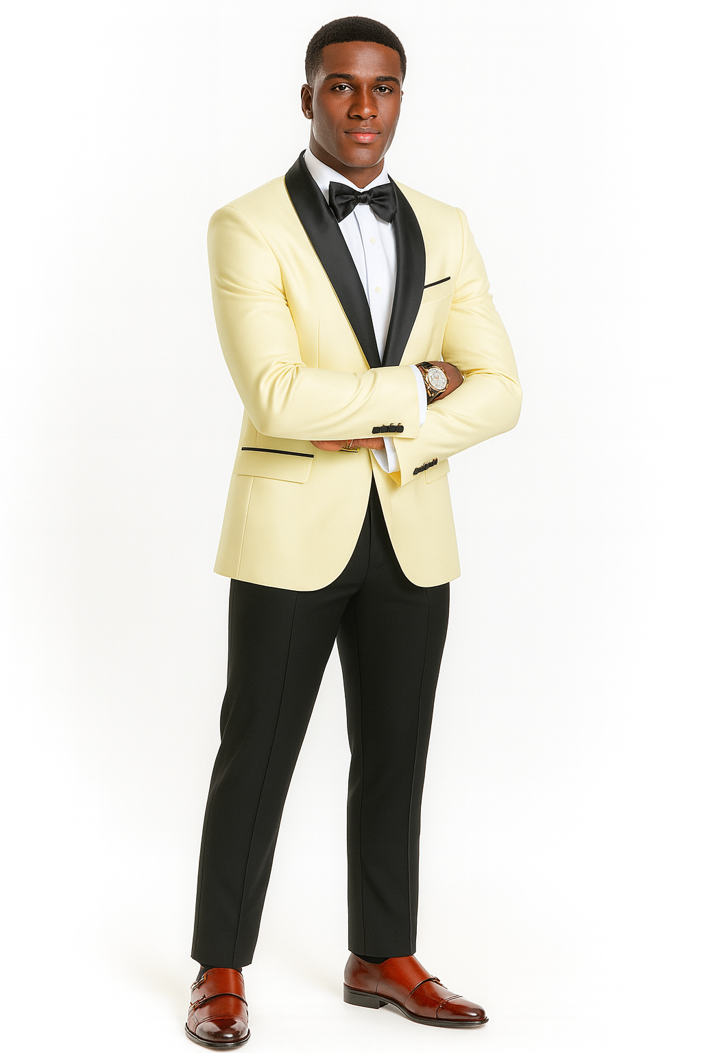 Big And Tall Suit For Men - Jacket + Pants + Bowtie + Pants - Ivory Suit - 34 Short or Extra Small