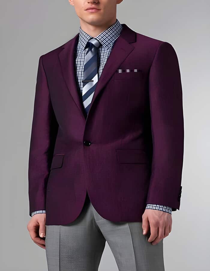 Mens Big and Tall Linen Suits - Burgundy Summer Fabric Suit