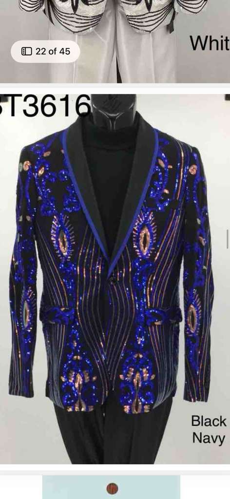Mens Black and Royal and Gold and Navy Blue Sequin Tuxedo Suit Set – Luxury Prom Wedding Tuxedo with Sequin Jacket - 34 Short