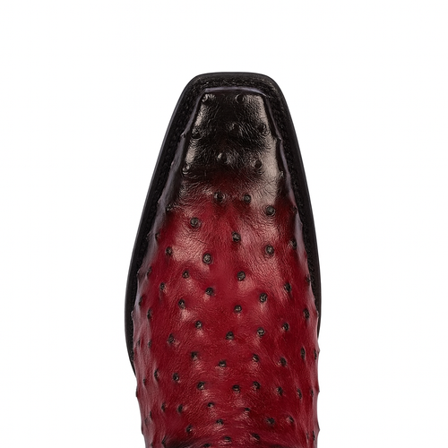 Men's Black Cherry Ostrich Cowboy Boots: snip Toe Leather Western Dress Boots-New Designer Collection