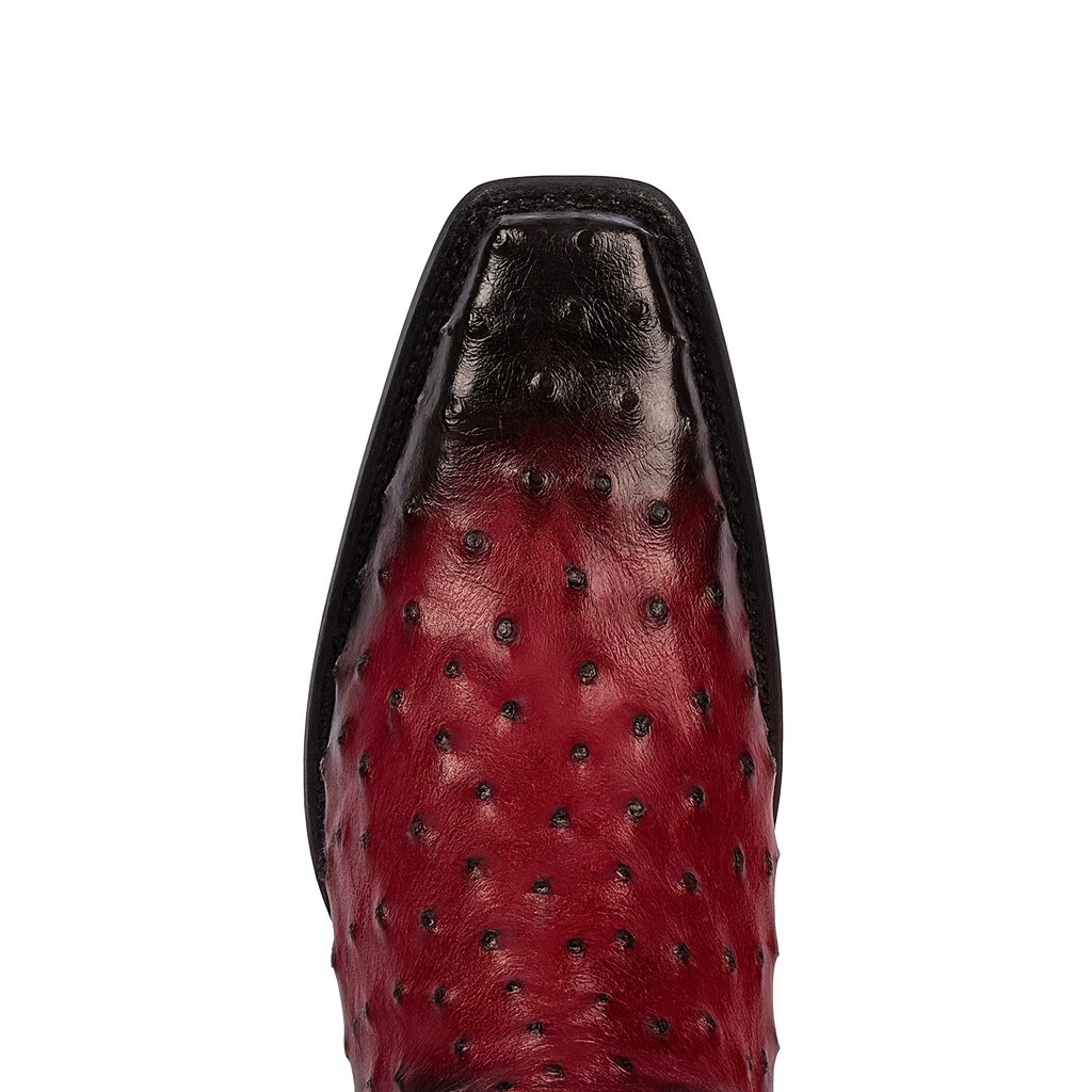 Men's Black Cherry Ostrich Cowboy Boots: snip Toe Leather Western Dress Boots-New Designer Collection - 6