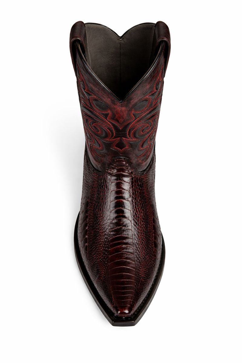 Men's Black Cherry Ostrich Leg Cowboy Boots - Los Altos Dress Western Boots-New Designer Collection - 6