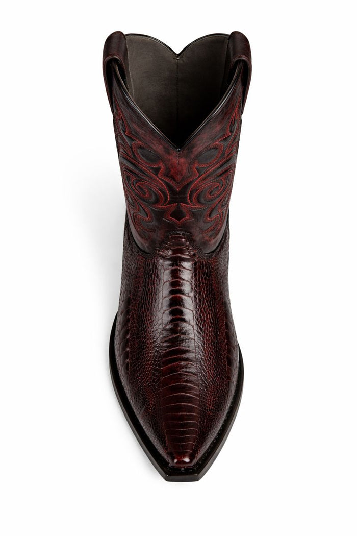 Men's Black Cherry Ostrich Leg Cowboy Boots - Los Altos Dress Western Boots-New Designer Collection