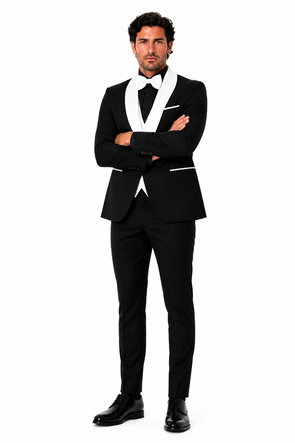 Mens Black Dinner Jacket - Two Toned Color Blazer - Black and White Lapel Sport Coat
