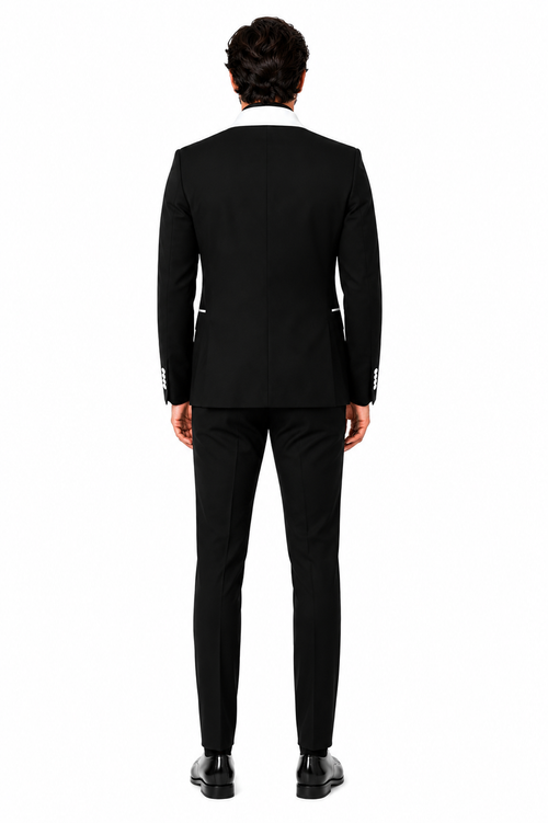 Mens Black Dinner Jacket - Two Toned Color Blazer - Black and White Lapel Sport Coat