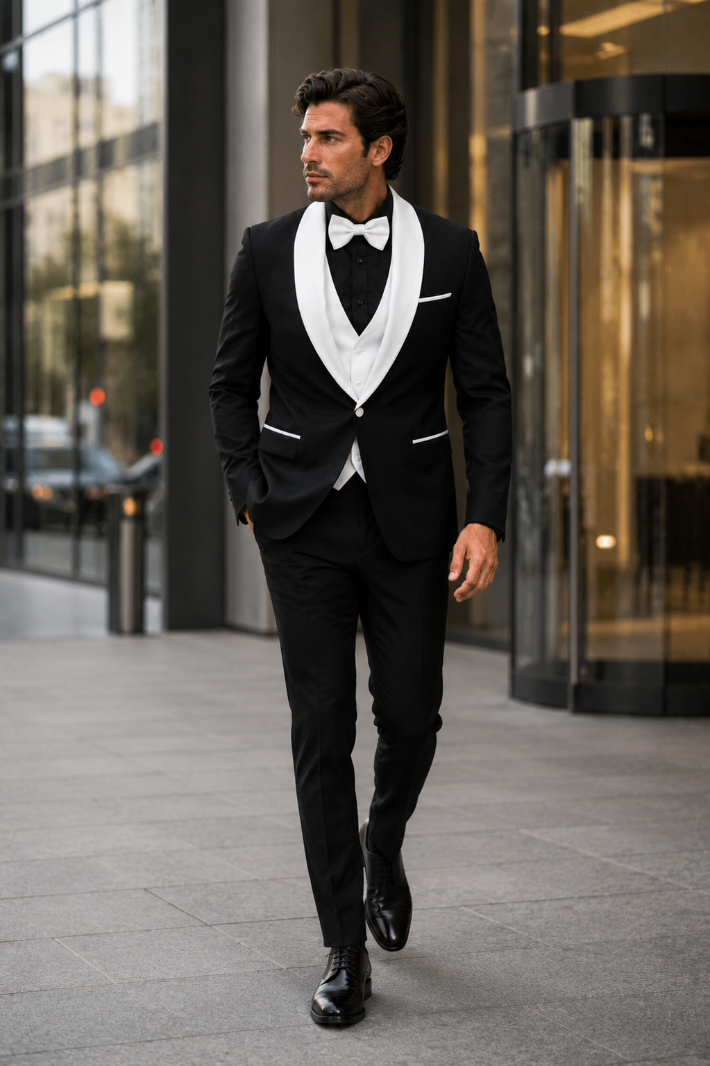 Mens Black Dinner Jacket - Two Toned Color Blazer - Black and White Lapel Sport Coat