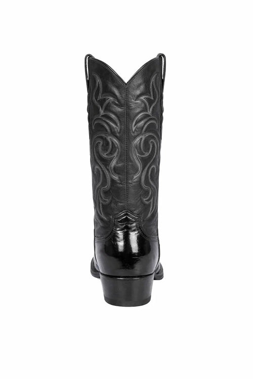 Men's Black Eel Skin Cowboy Boots - Los Altos Dress Western Boots-New Designer Collection