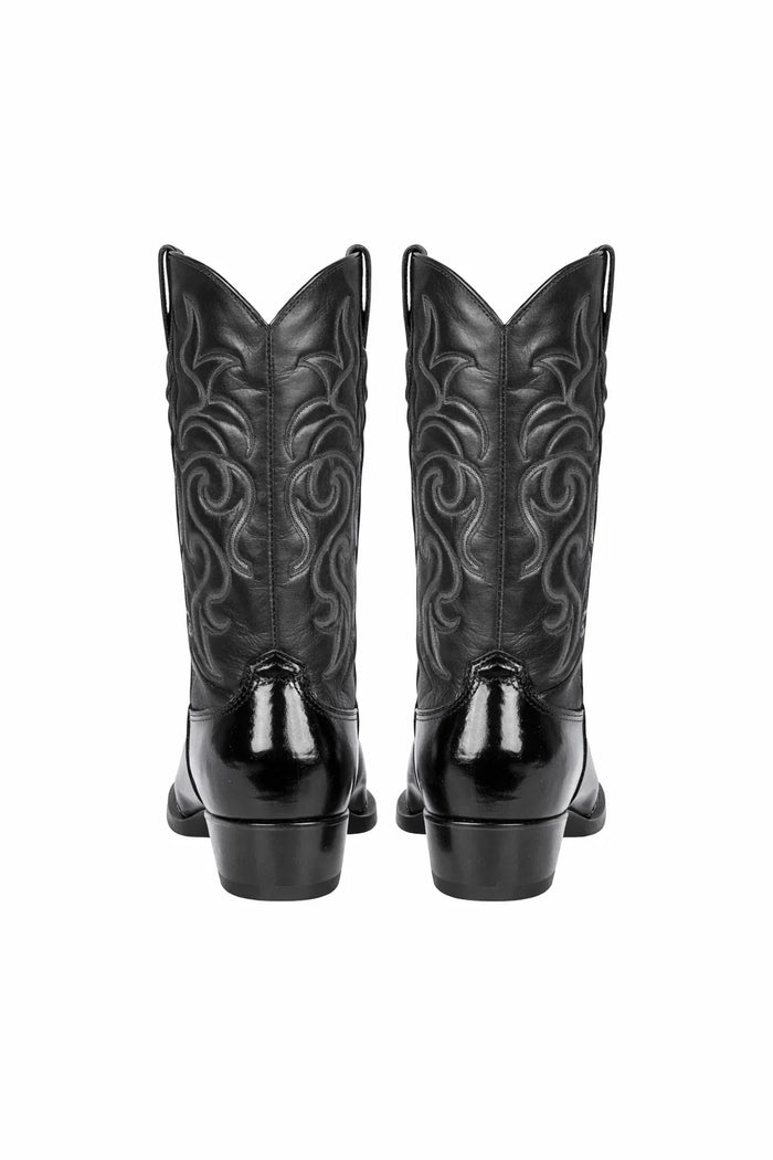Men's Black Eel Skin Cowboy Boots - Los Altos Dress Western Boots-New Designer Collection