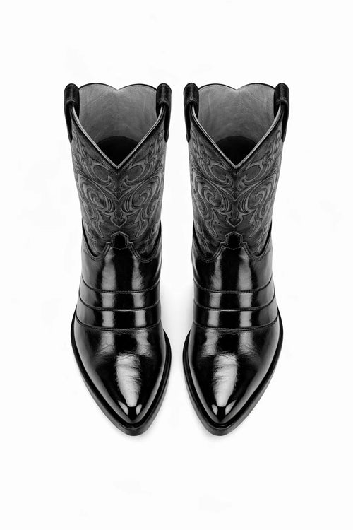 Men's Black Eel Skin Cowboy Boots - Los Altos Dress Western Boots-New Designer Collection