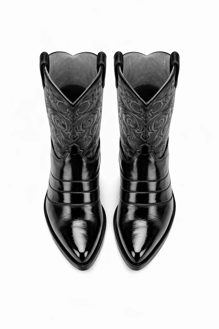 Men's Black Eel Skin Cowboy Boots - Los Altos Dress Western Boots-New Designer Collection