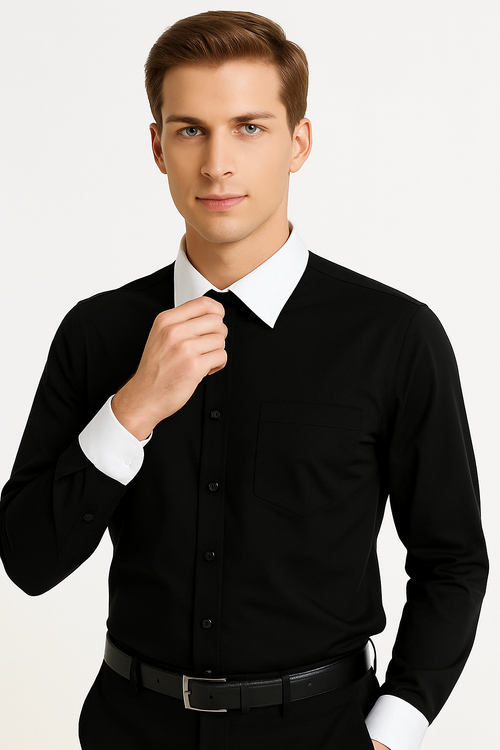 Classic Stylish Fashionable -White Collar Two Toned Contrast white collars Multi-color Men's Dress Shirt
