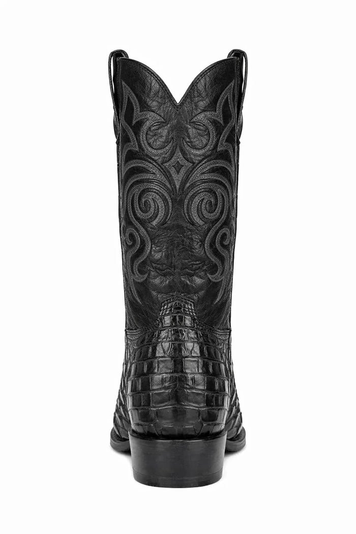 Men's Black Lizard Print Cowboy Boots - Snip Toe Western Dress Boots - Los Altos-New Designer Collection