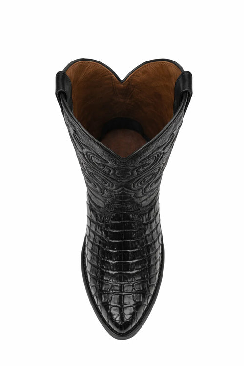 Men's Black Lizard Print Cowboy Boots - Snip Toe Western Dress Boots - Los Altos-New Designer Collection