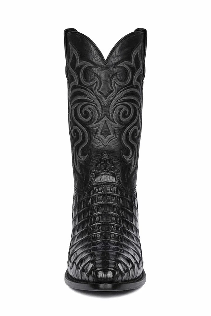 Men's Black Lizard Print Cowboy Boots - Snip Toe Western Dress Boots - Los Altos-New Designer Collection