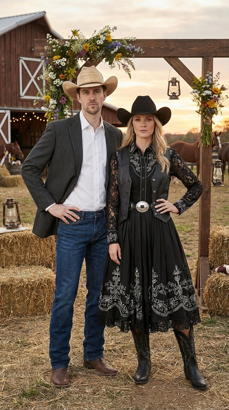 Mens Black Pinstripe Western Blazer – Classic Cowboy Style Jacket for Business, Formal and Smart Casual Wear - 34 Short
