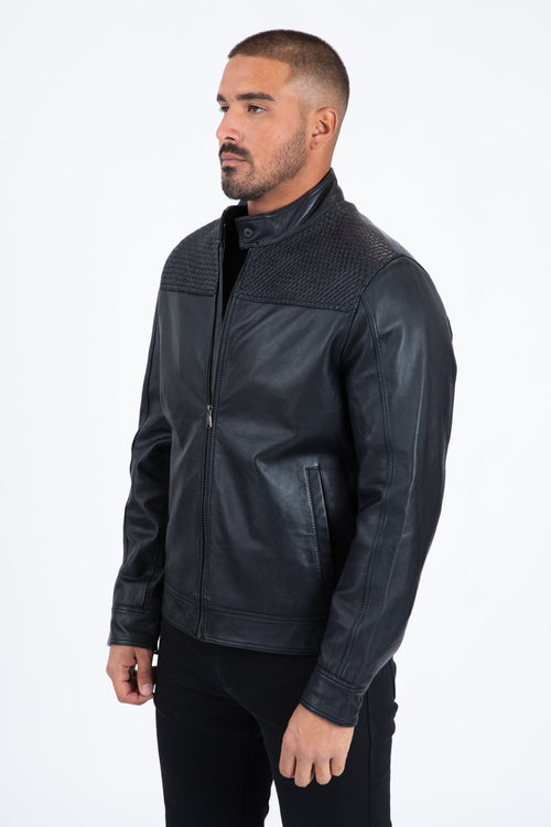 Mens Black Platini Western Leather Jackets - Vintage Cowboy Style