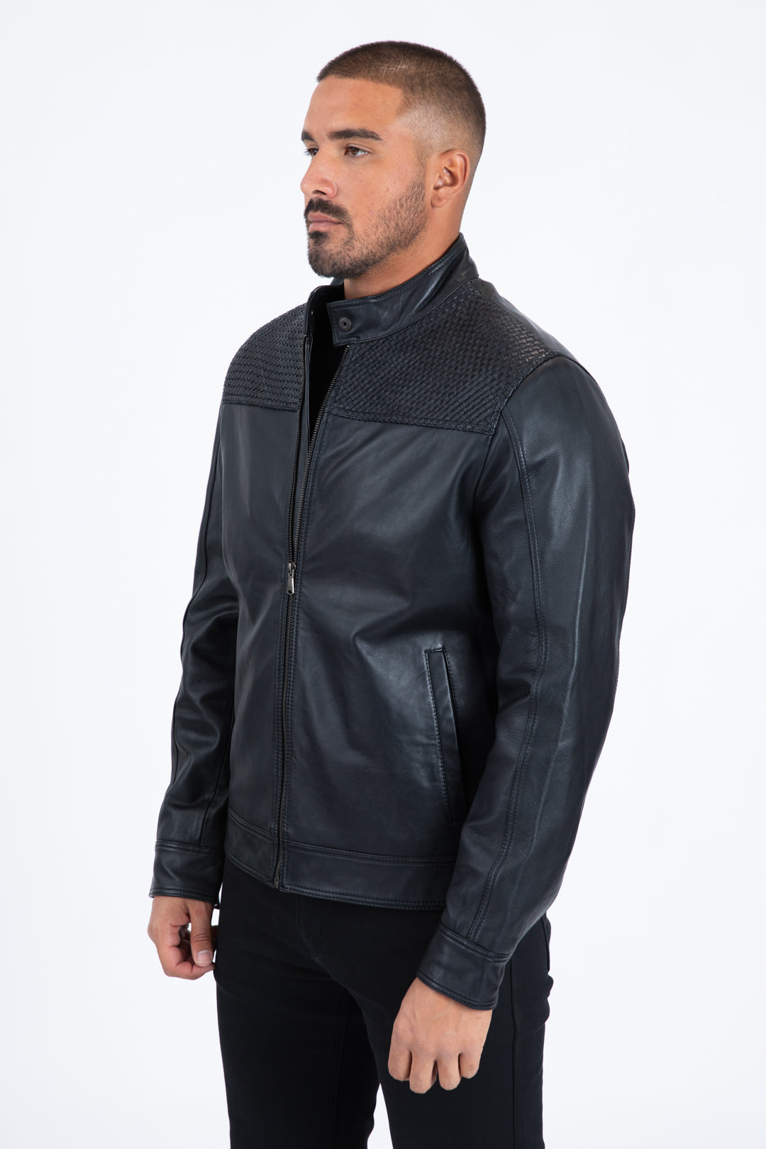 Mens Black Platini Western Leather Jackets - Vintage Cowboy Style
