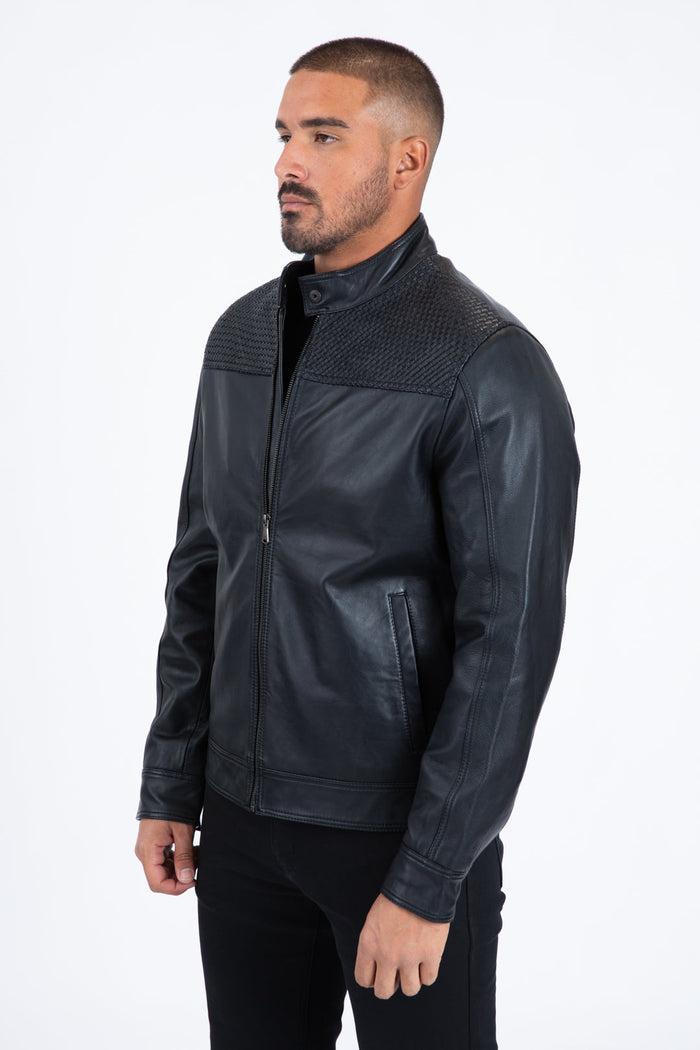 Mens Black Platini Western Leather Jackets - Vintage Cowboy Style