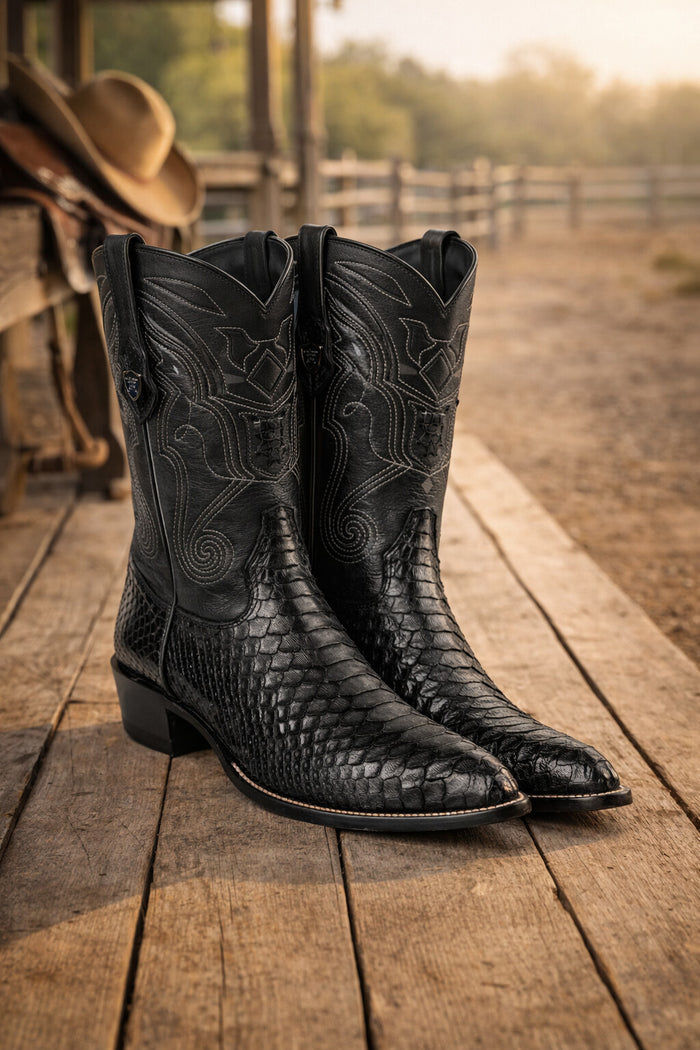 Men's Wild West Python Skin J Toe Boots 29957-New Designer Collection