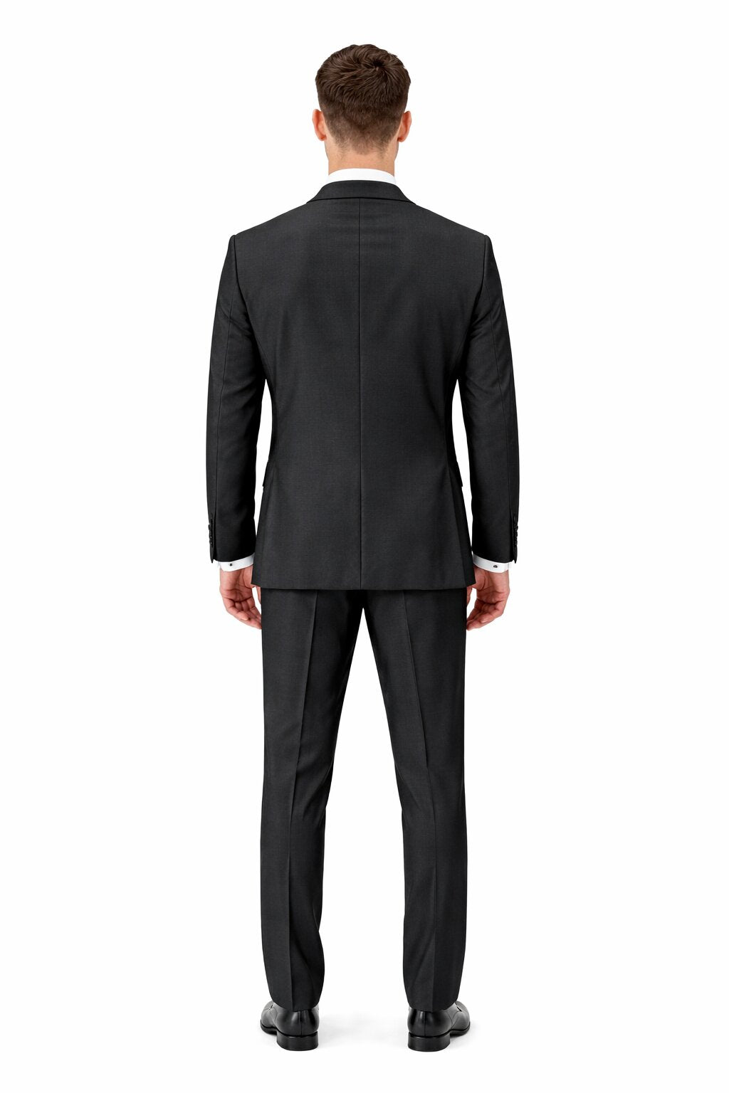 Mens Tiglio Modern Fit Black Wool Tuxedo Classic Satin Lapel Formal Suit