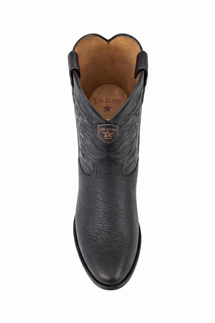 Men's Black Sharkskin Cowboy Boots: Dress Western Boots with Round Toe-New Designer Collection