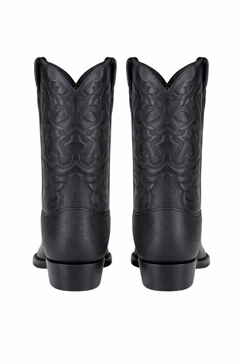 Men's Black Sharkskin Cowboy Boots: Dress Western Boots with Round Toe-New Designer Collection