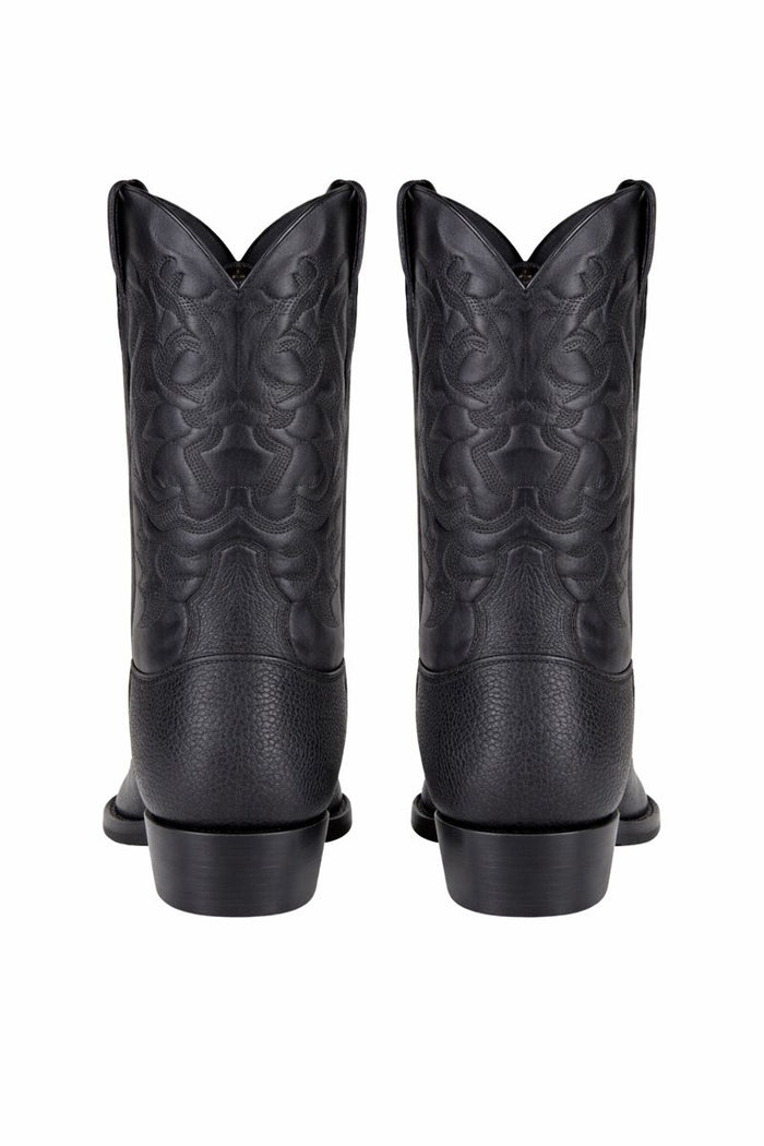 Men's Black Sharkskin Cowboy Boots: Dress Western Boots with Round Toe-New Designer Collection