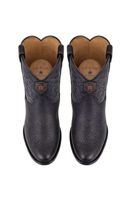 Men's Black Sharkskin Cowboy Boots: Dress Western Boots with Round Toe-New Designer Collection