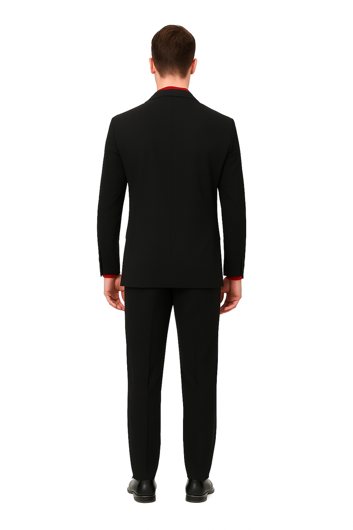 Men's Black Suit Red Shirt Black Tie Package Combo ~ Combination Deal As Seen In The Picture-New Designer Collection