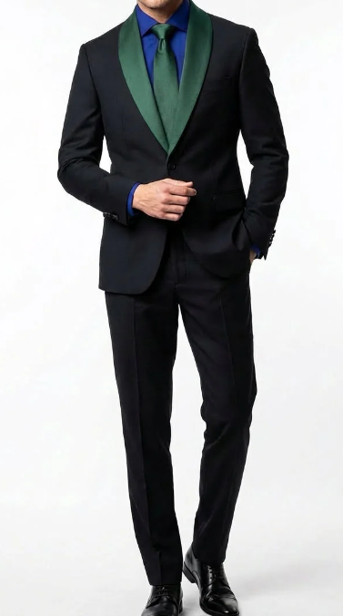 Mens Black Suit with Purple Lapel – Elegant Formal Tuxedo Style Suit for Wedding, Prom, Party and Evening Wear - 34 Short or Extra Small